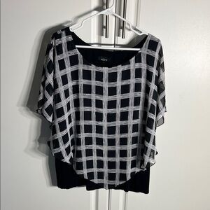 Alyx Black Top with White Grid Overlay